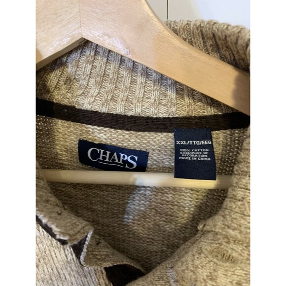 Chaps Men's Sz XXL Elbow Patch‎ Pullover Brown Cotton Sweater - Picture 2 of 7
